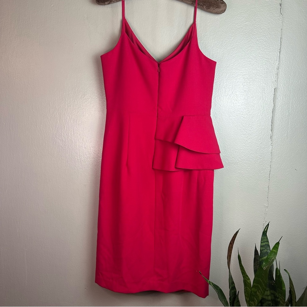 Black Halo Women’s Vibrant Pink Cocktail Tiered Ruffle Midi Dress Sz 10 - Picture 5 of 13